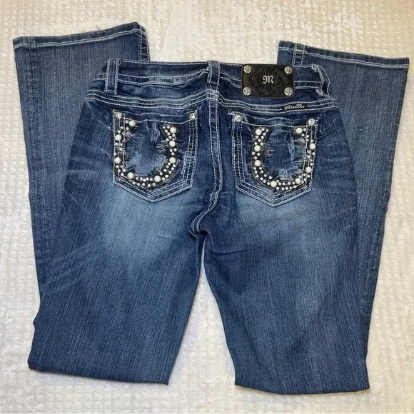 Miss Me Mid-Rise Boot Cut‎ Denim Blue Jeans - Picture 7 of 11